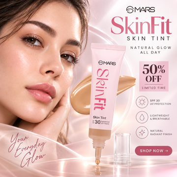 MARS SkinFit Skin Tint – Illuminator + Moisturizer + Concealer + Tint - Natural Glow All Day – SPF 30 UV Protection, Lightweight & Breathable – Natural Radiant Finish – Buildable Coverage, Evens Skin Tone & Hydrating Formula