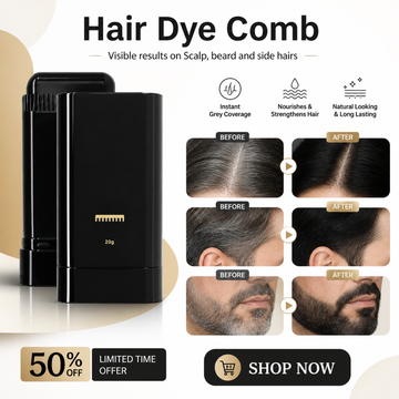Hair Dye Comb – Instant Grey Coverage for Scalp, Beard & Side Hairs – Waterproof & Sweat-Proof – Physical Natural Coloring – Nourishes & Strengthens Hair