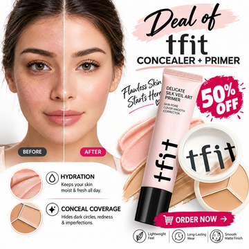 Tfit 3-in-1 Concealer + Silky Smooth Primer Combo – 2-in-1 Hydrating Base & Flawless Coverage – Blurs Pores & cover Dark spots