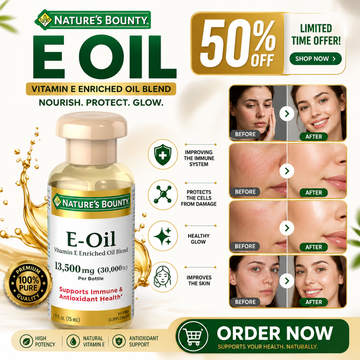 Nature's Bounty E- Oil - 50% Off - Vitamin E enriched Oil Blend - Nourish, Protect & Glow - Reduce wrinkles & Tighten Skin & Promotes Healthy Skin